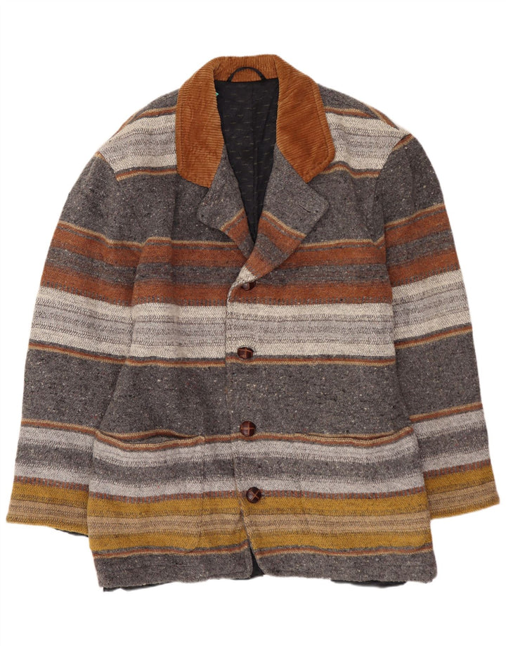 Jachetă pentru bărbați VINTAGE cu 4 nasturi, UK 40, mare, cu dungi multicolore
