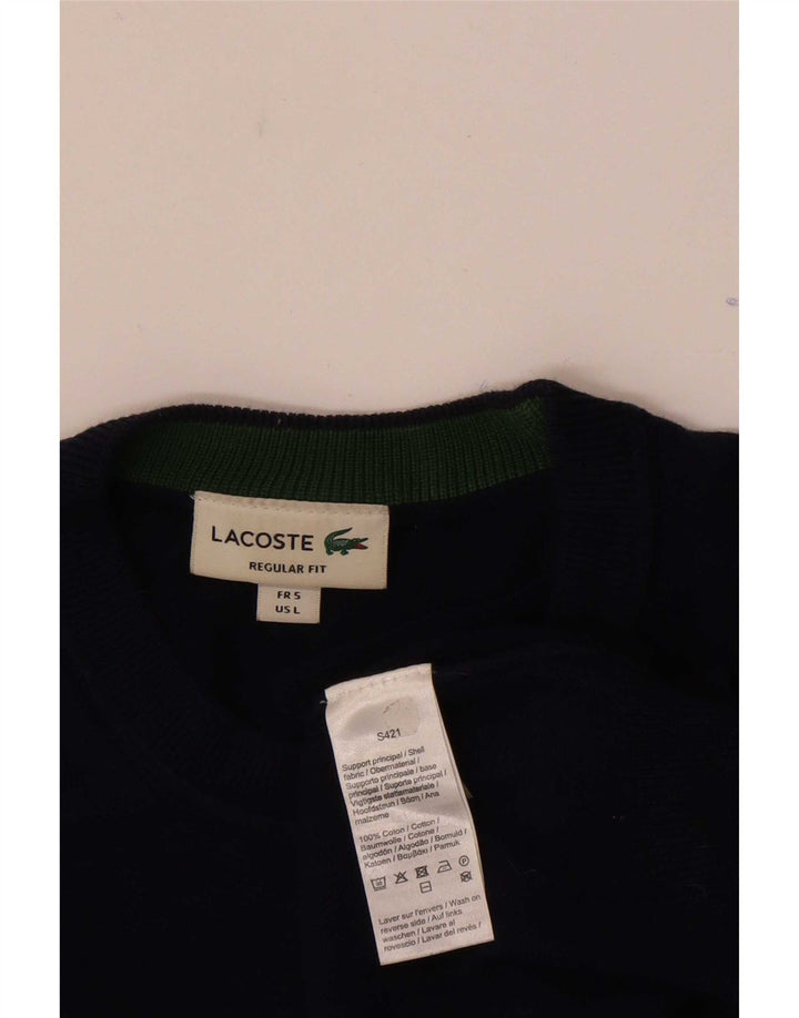 Pulover Lacoste pentru bărbați, cu formă obișnuită, cu decolteu triplu, mărimea 5, mare, bleumarin