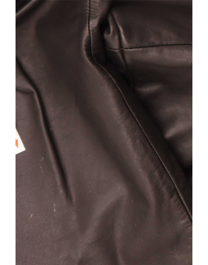 Pantaloni drepți din piele vintage pentru bărbați W34 L32 negri