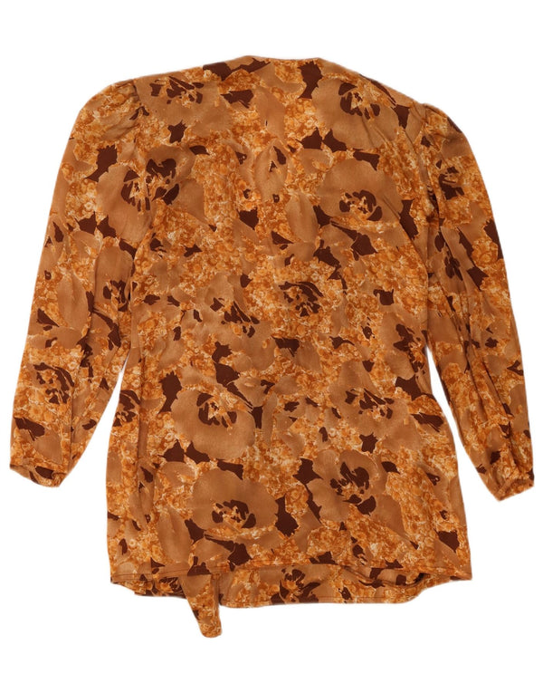 Bluză pentru femei vintage cămașă UK 16 mare, bej, floral, poliester