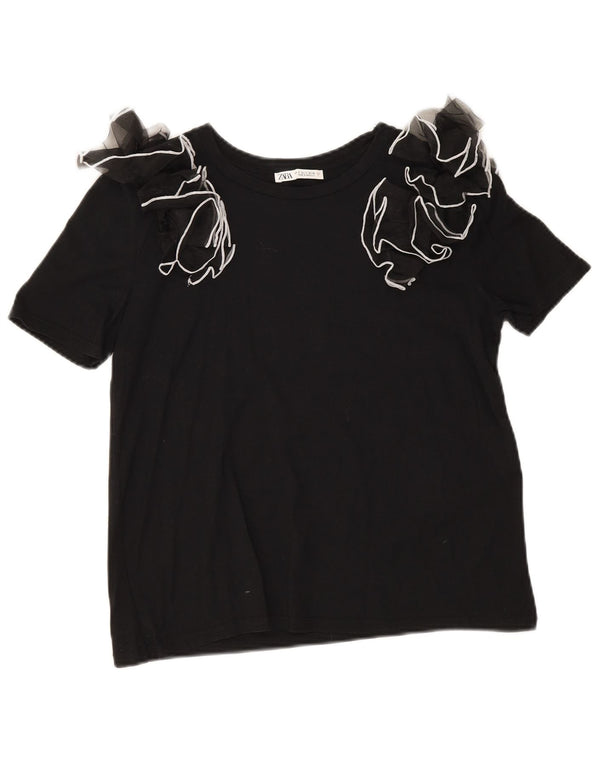 Bluză pentru femei Zara UK 10 mic bumbac negru