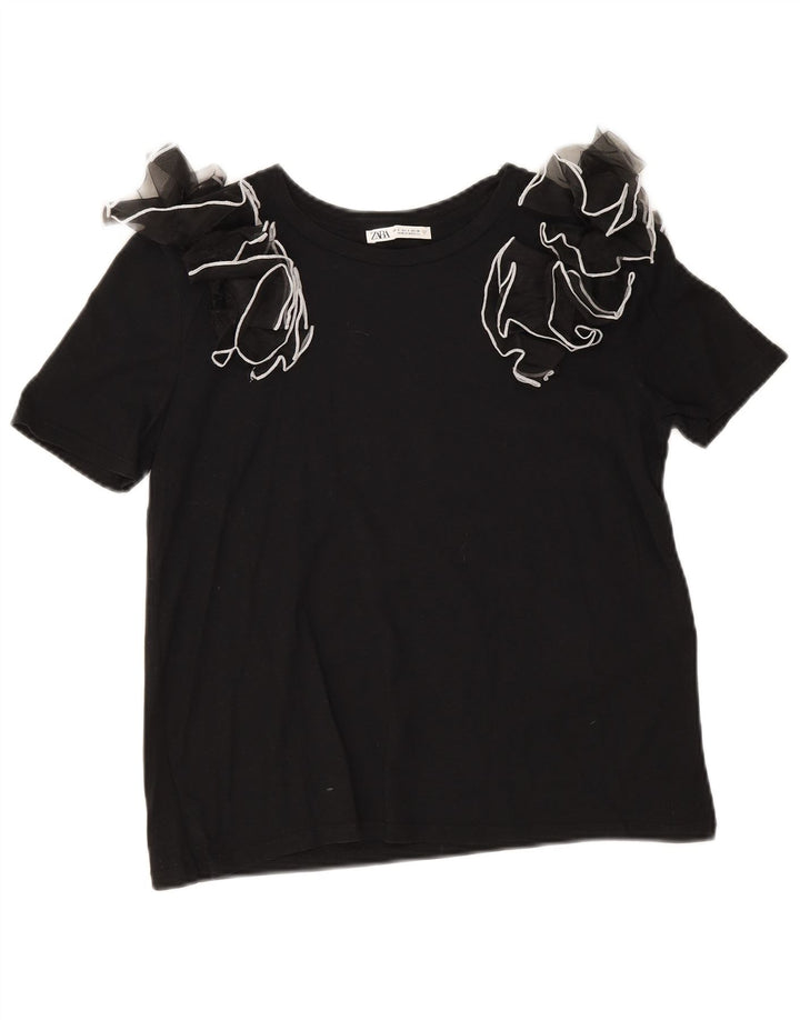 Bluză pentru femei Zara UK 10 mic bumbac negru