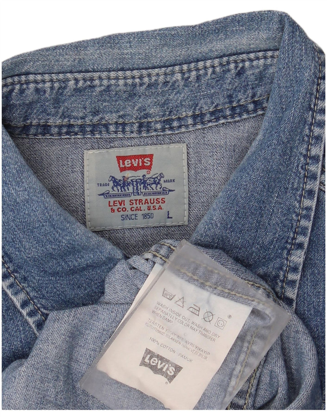 Cămașă de blugi pentru bărbați Levi's, mare, albastră, din bumbac Western
