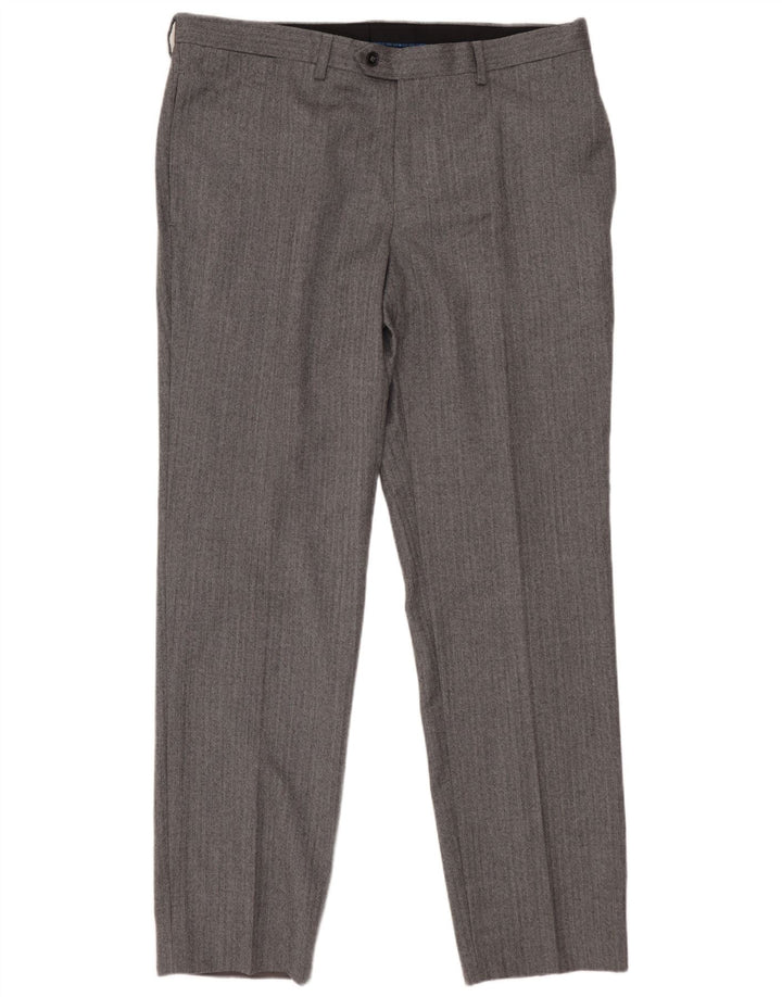 MARKS & SPENCER Pantaloni de costum pentru bărbați cu autograf W36 L31 Gri Herringbone