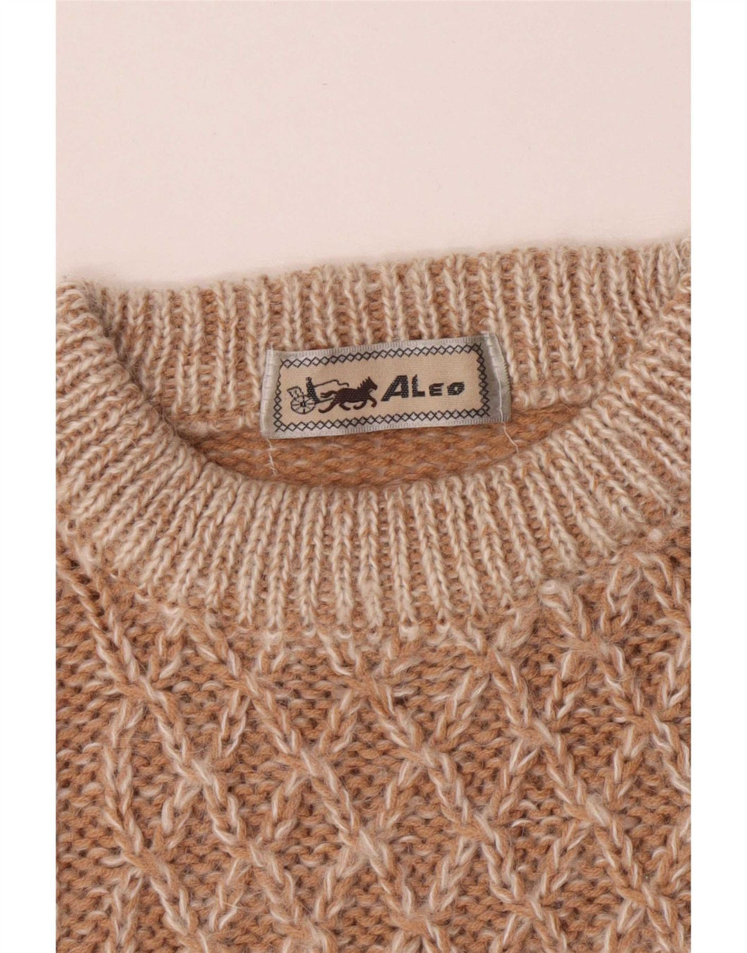 Pulover Vintage pentru bărbați, cu croială obișnuită, cu gât crew, maro mediu, geometric