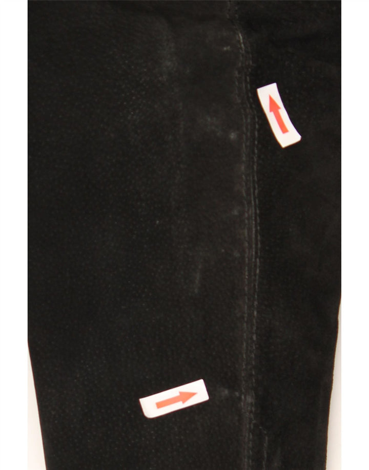 Blazer Vintage pentru bărbați cu 3 nasturi din piele intoarsa, UK 38 Medium Black