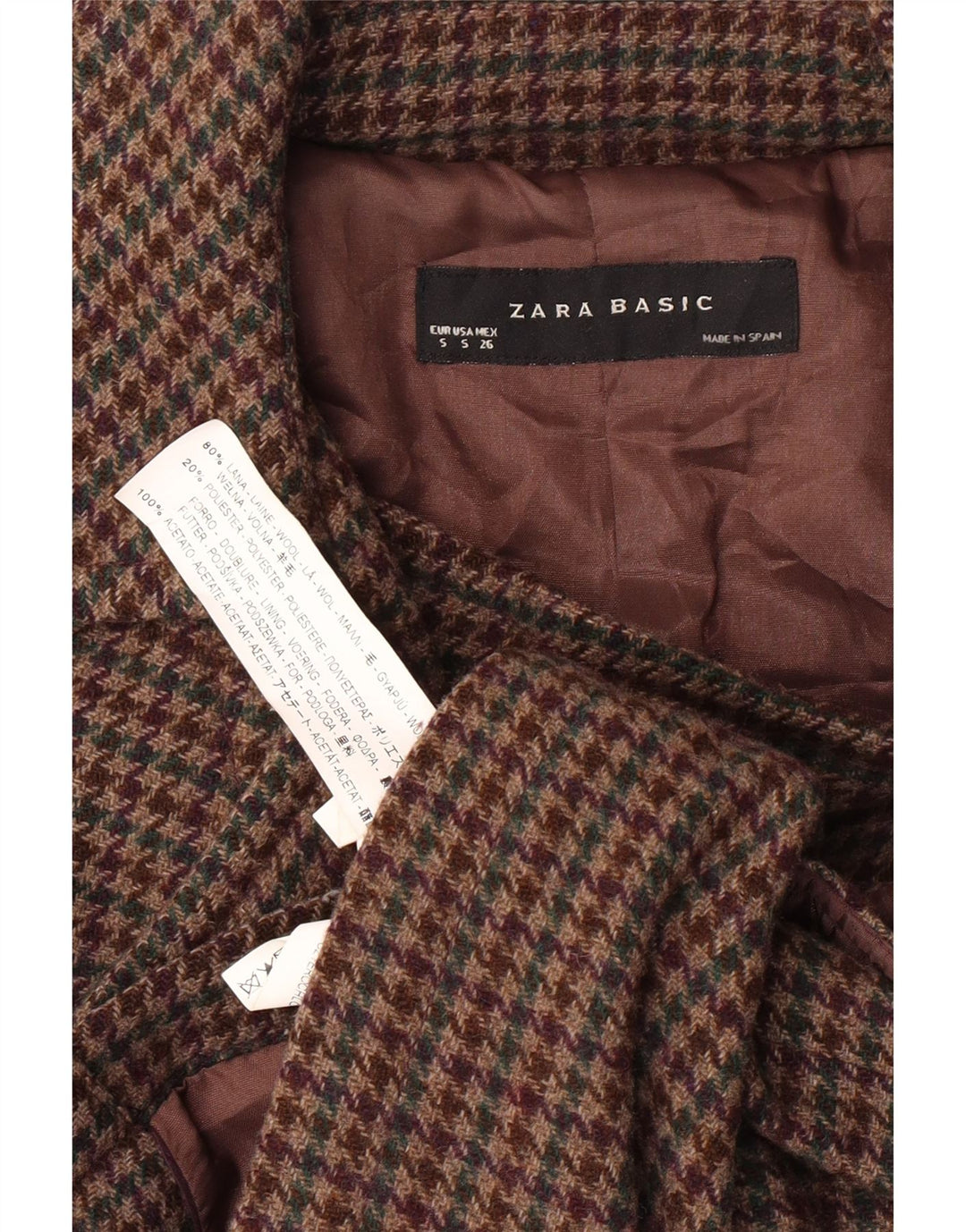 Bomber pentru femei ZARA UK 8 Lână maro mică cu picior de gală