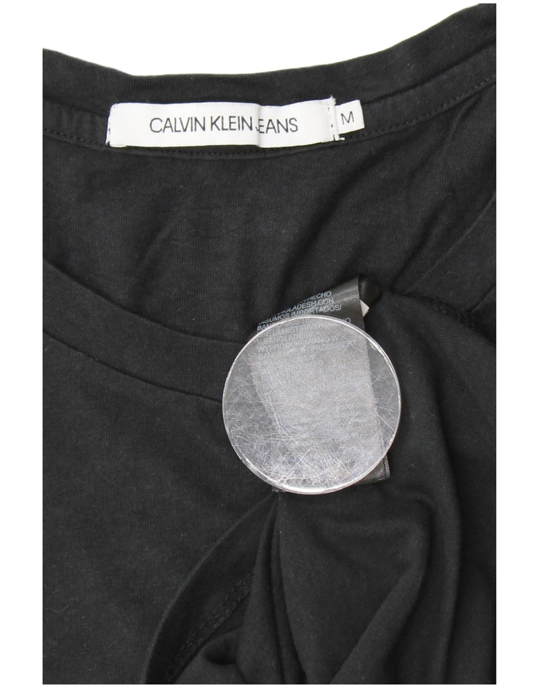 CALVIN KLEIN JEANS Tricou cu grafic pentru femei Top UK 12 Medium Black Bumbac
