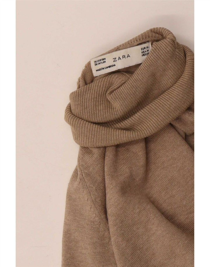 Pulover pentru damă Zara cu gât rulat, bumbac mediu, bej, UK 12
