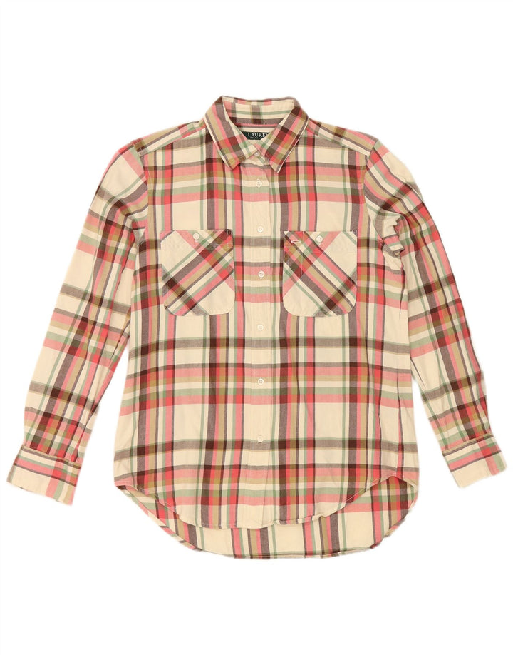 Cămașă de flanel pentru femei Ralph Lauren UK 10 mic, alb negru