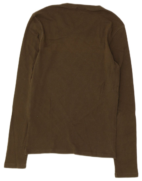 Max & Co. Top grafic pentru femei cu mânecă lungă UK 8 mic bumbac kaki