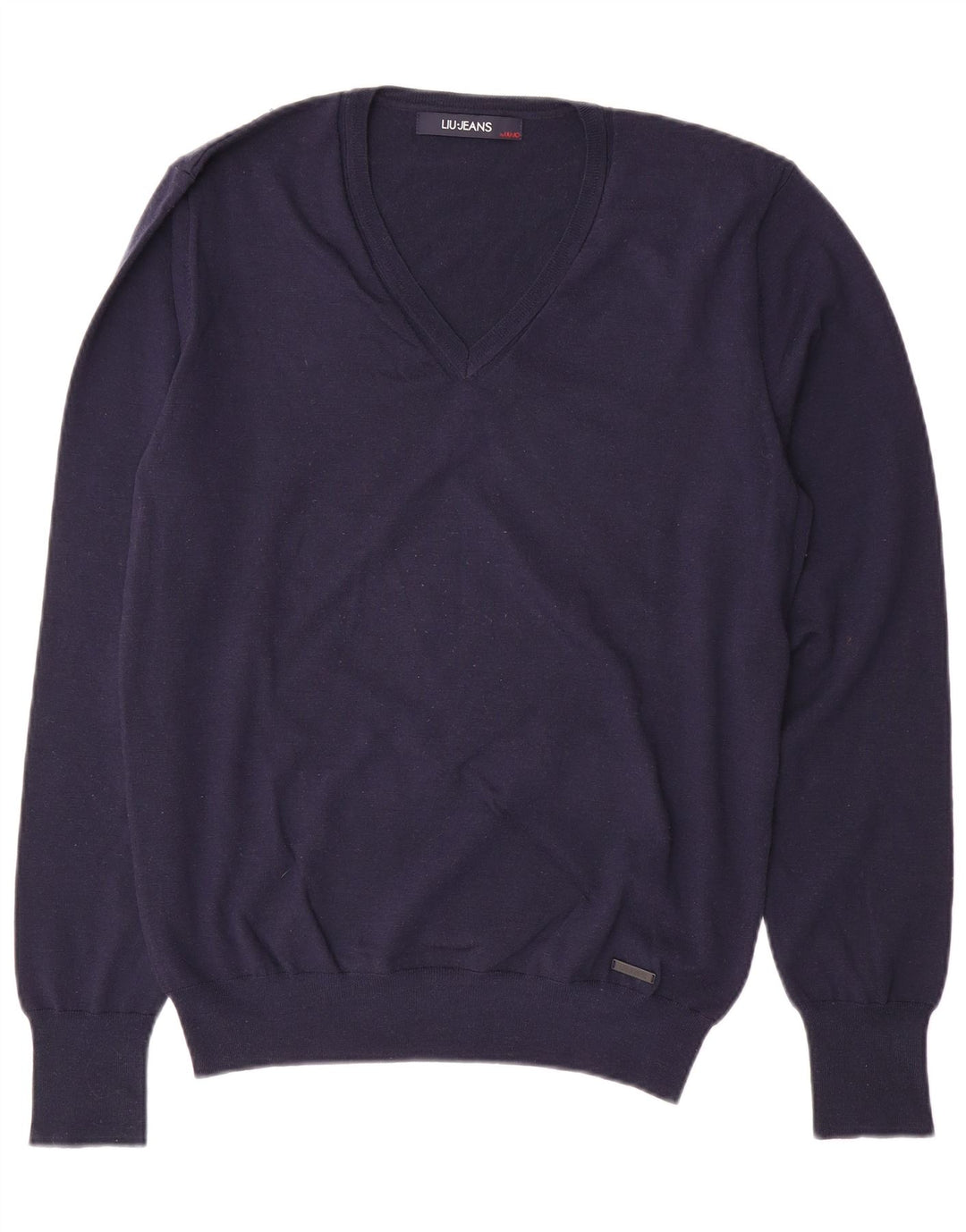 Pulover de damă LIU JO cu decolteu în V UK 18 XL Lână bleumarin