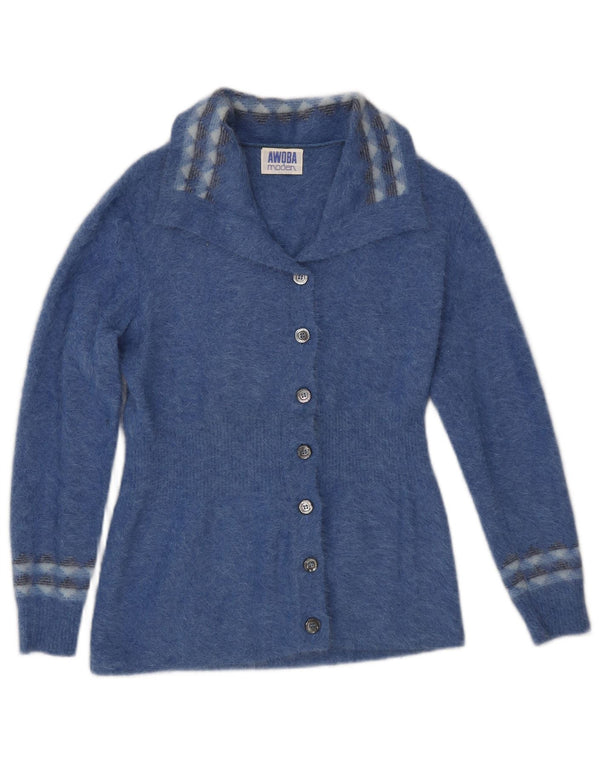 Pulover cardigan pentru femei Awoba UK 10 Small Blue Geometric Angora