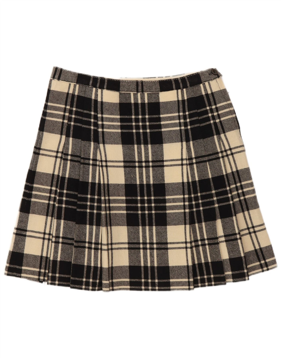 Fusta mini vintage pentru femei W26, carouri mici, negre