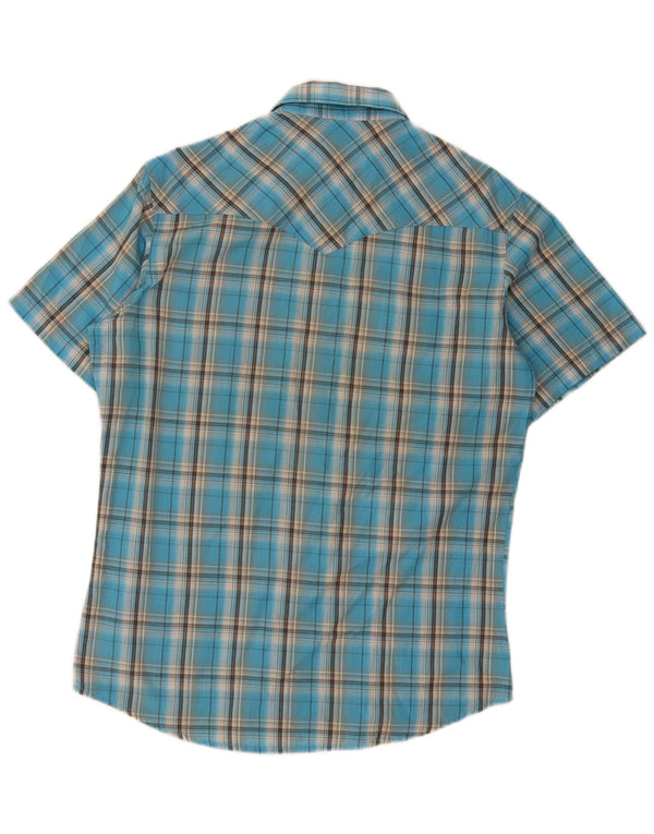 Wrangler Mens Western Short Sleeve Shirt Medium Blue Check