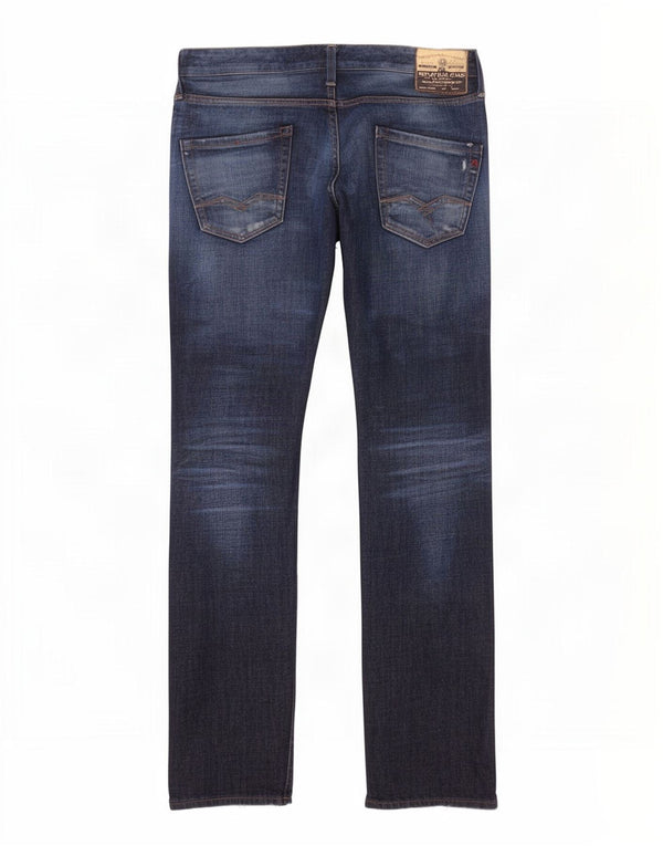 Replay Jeans Waitom drepte pentru bărbați L30 L34 Bumbac bleumarin