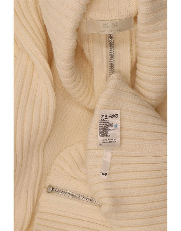 Pulover cardigan cu fermoar complet pentru femei Marks & Spencer UK 16, mare, alb