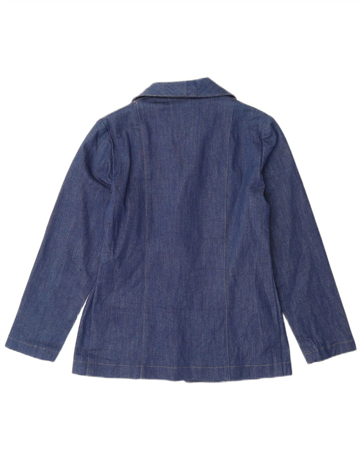 VINTAGE Womens 2 Button Denim Blazer Jacket UK 12 Medium Blue
