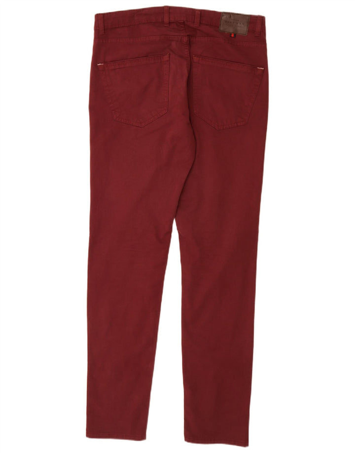 ZARA Pantaloni Slim Casual Bărbați EU 38 Mici L30 L32 Bumbac Burgundy