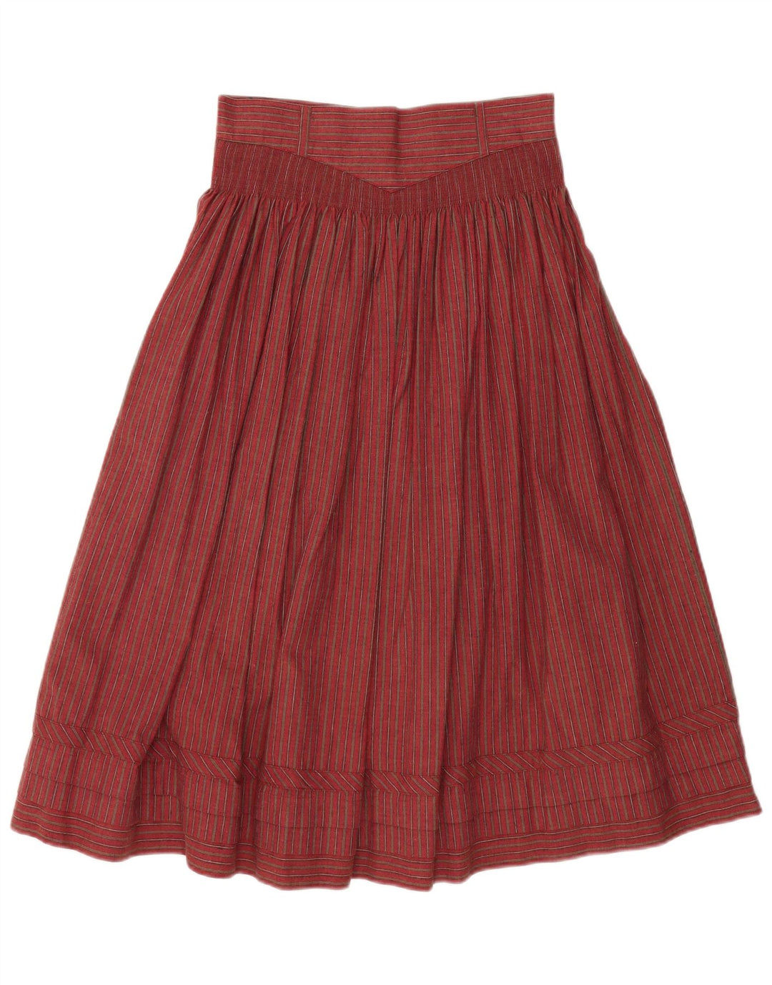 Fustă A-Line pentru femei VINTAGE cu talie înaltă W28 bumbac cu dungi roșii medii