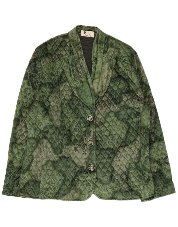 Jachetă vintage matlasată cu 3 nasturi pentru femei UK 16, mare, verde, florală