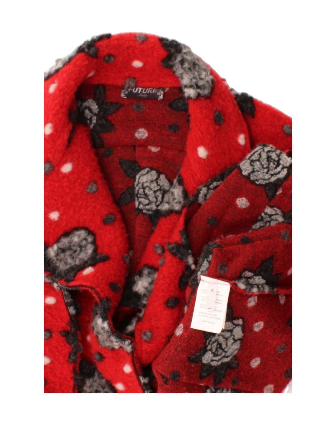 VINTAGE Womens Overcoat UK 10 Small Red Floral Cotton Vintage Vintage and Second-Hand Vintage from Messina Hembry 