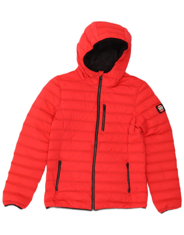 Jachetă căptușită cu glugă Superdry pentru femei UK 10 Poliester roșu mic