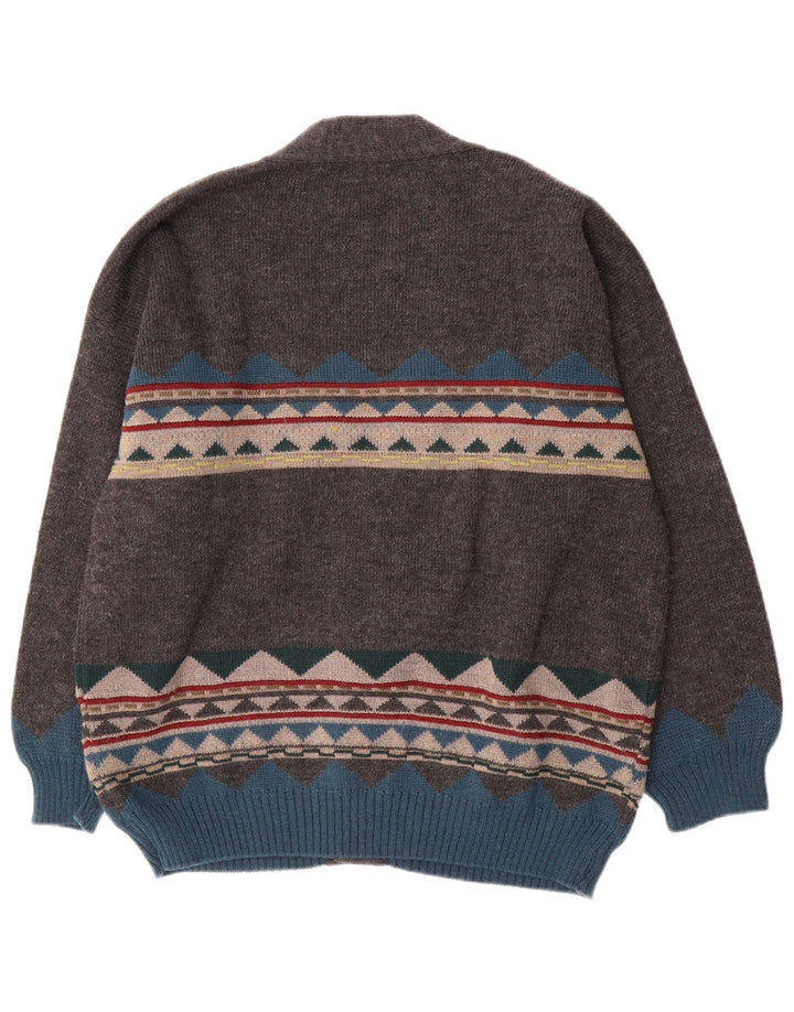 Pulover Cardigan Vintage pentru bărbați XL Gri Geometric