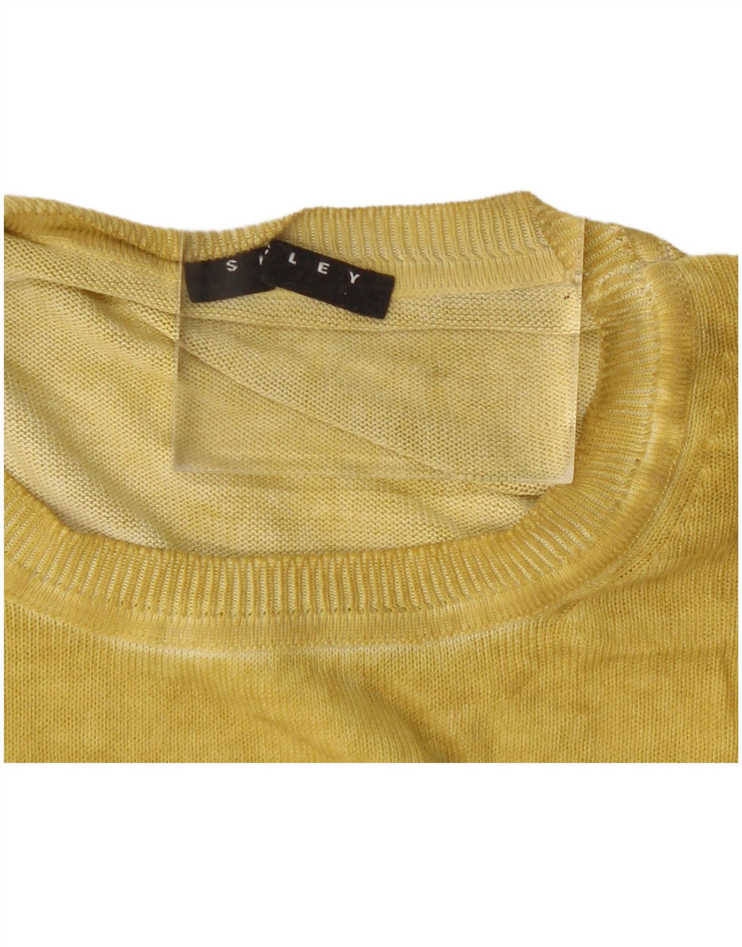 Pulover Sisley pentru femei cu decolteu triplu, UK 14, galben mediu
