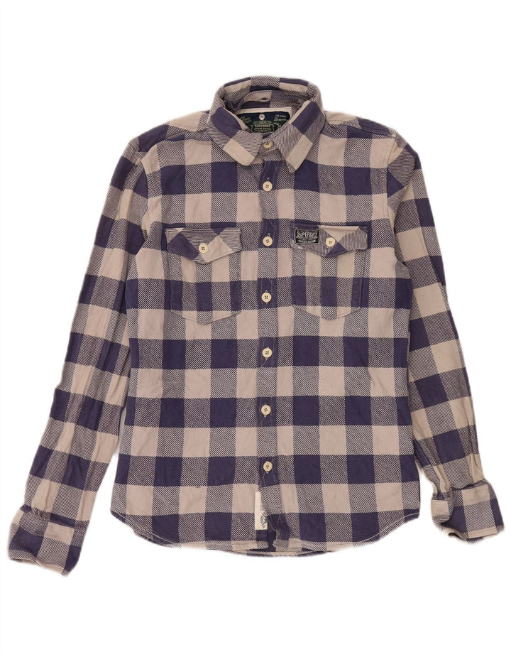 Cămașă de flanel pentru bărbați Superdry, mare, albastru, bumbac vichy