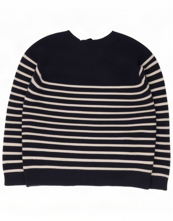 J. Crew Womens Crew Deck Jumper Pulover UK 14 Medium Bleumarin Blue Striped Wool