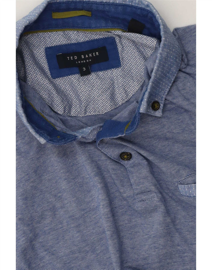 Tricou polo pentru bărbați Ted Baker Mărimea 3 Medium Blue Striped