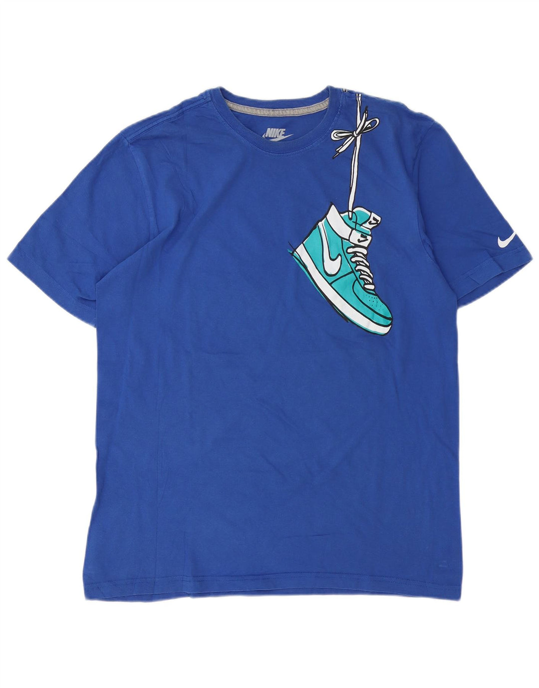 Tricou grafic NIKE pentru bărbați, cu croială obișnuită, mare, albastru, bumbac
