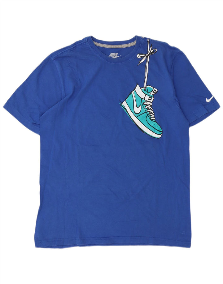 Tricou grafic NIKE pentru bărbați, cu croială obișnuită, mare, albastru, bumbac