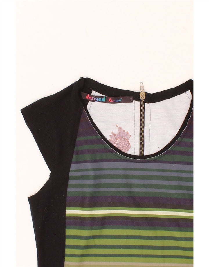 DESIGUAL Womens Sheath Dress UK 8 Small Black Striped Vintage Desigual and Second-Hand Desigual from Messina Hembry 
