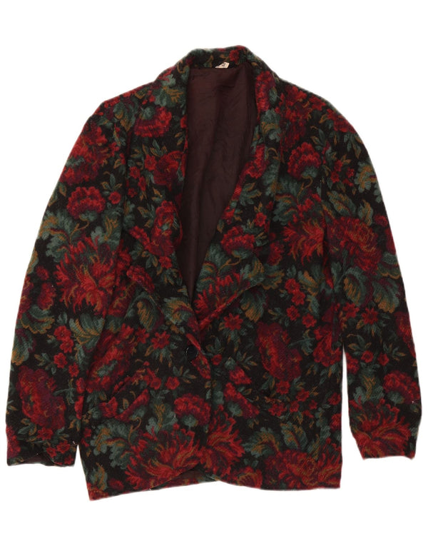 Jachetă Blazer Vintage Femei 1 Buton IT 44 Medium Multicolor Floral