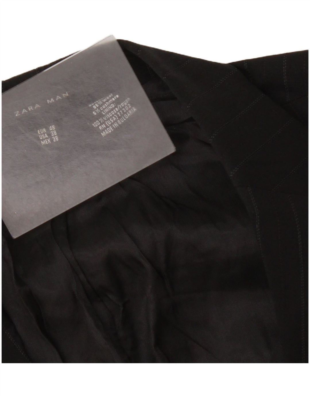 Jachetă pentru bărbați Zara cu 2 nasturi EU 48 Lână cu dungi neagră medie