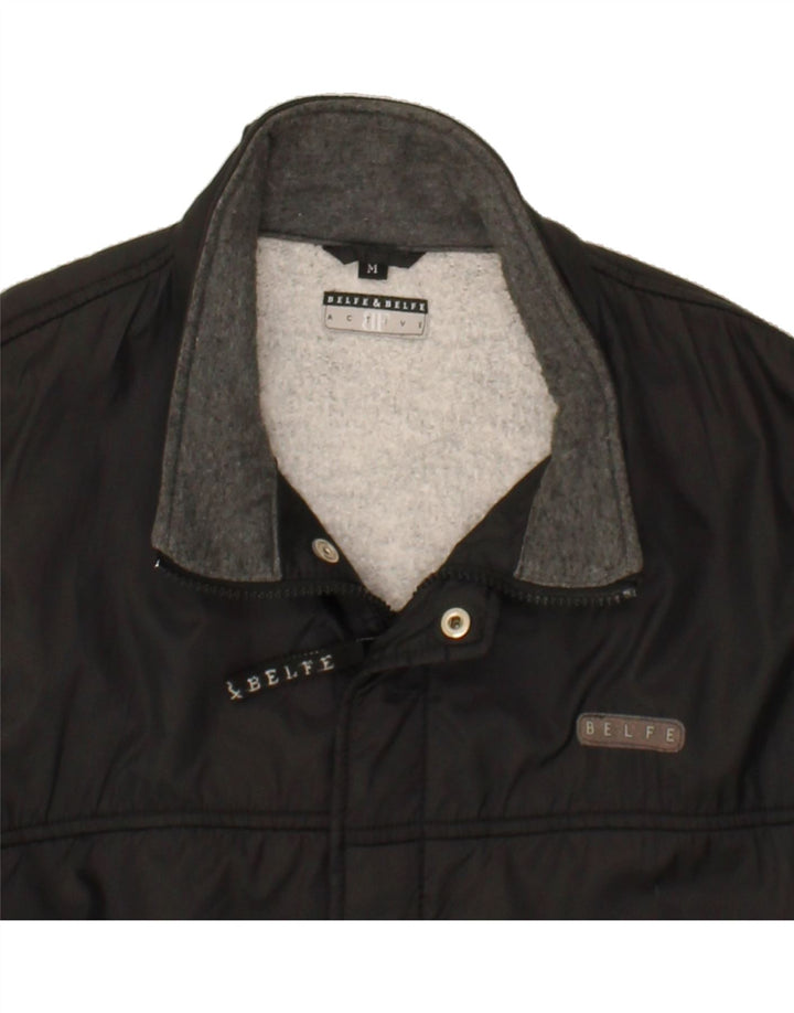 BELFE & BELFE Mens Graphic Gilet UK 38 Medium Black Colourblock Polyester Vintage Belfe & Belfe and Second-Hand Belfe & Belfe from Messina Hembry 