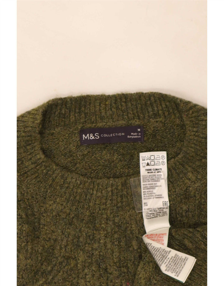 Pulover pentru femei Marks & Spencer cu decolteu rotund UK 14 Medium Kaki Acrilic