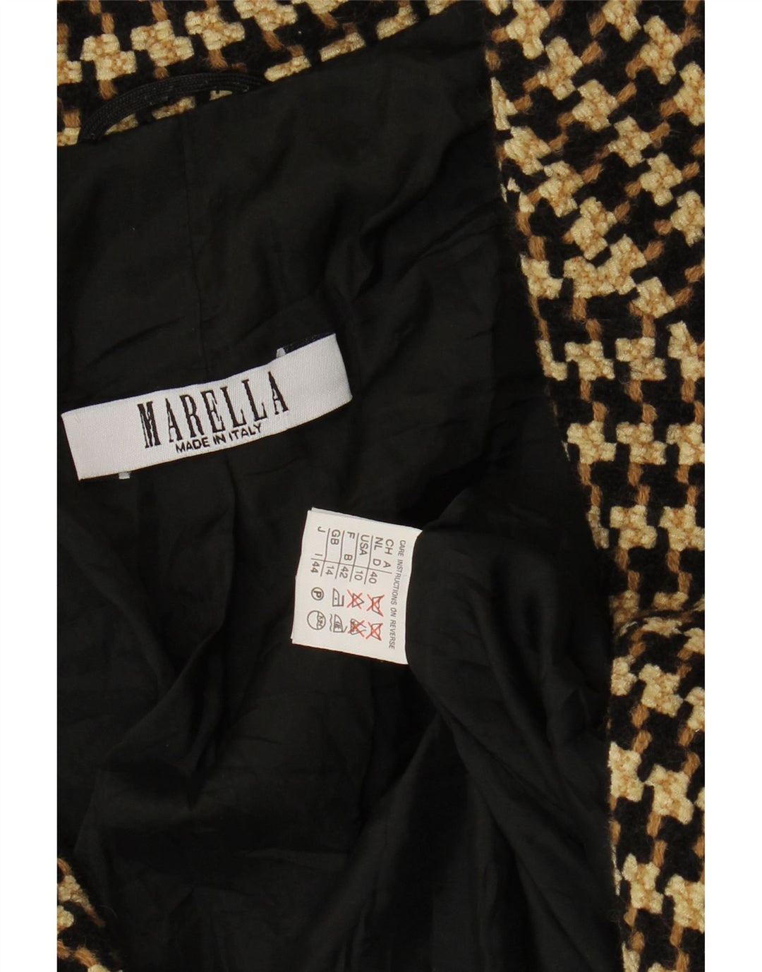 Jachetă Blazer pentru femei Marella cu 1 nasture UK 14 Mare maro Houndstooth