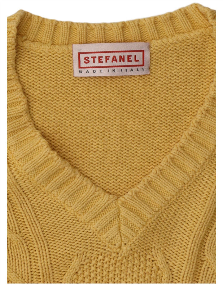 Pulover pentru bărbați Stefanel cu decolteu în V, XL, galben