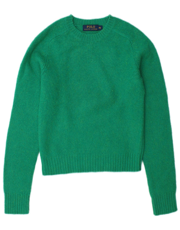 Pulover Polo Ralph Lauren pentru damă, cu decolteu scurt, pulover cu gâtul turnat UK 6 XS Lână verde