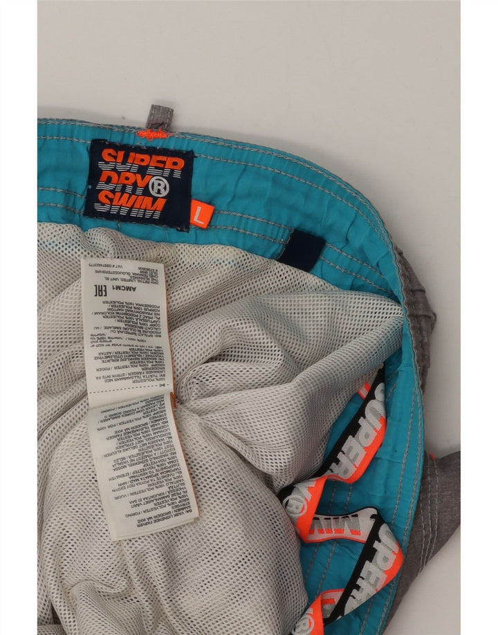Pantaloni scurți de înot grafic Superdry pentru bărbați, mari, gri, poliester