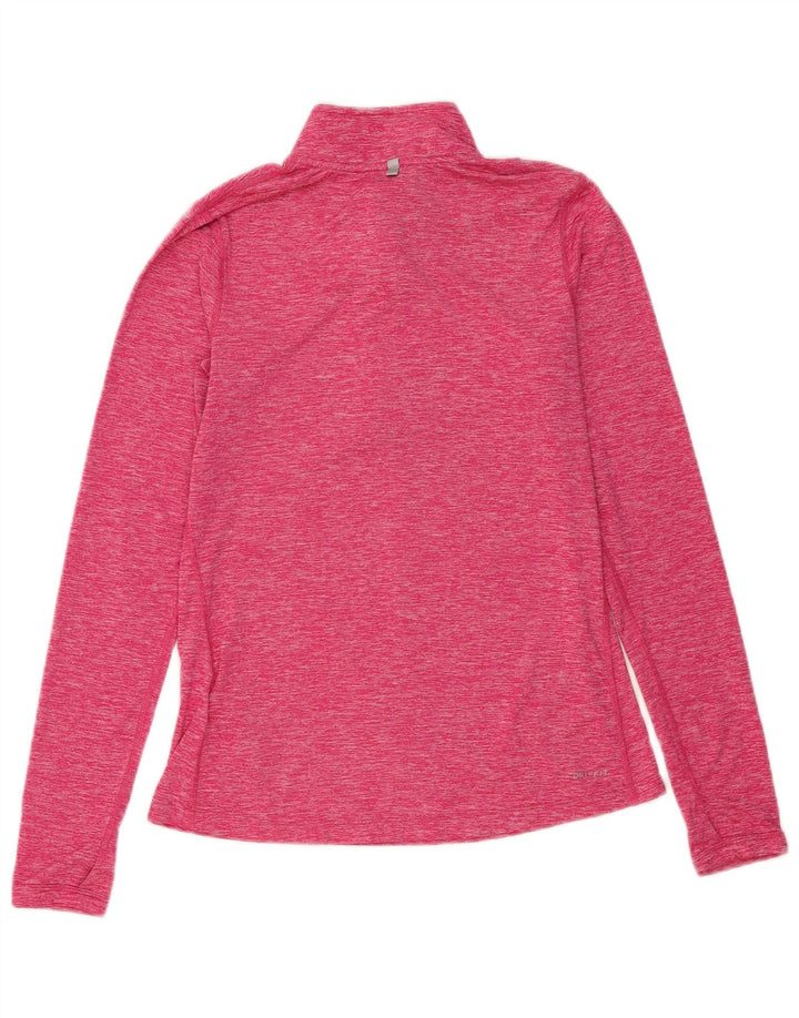 Top de trening Nike pentru femei, cu fermoar și gât, poliester roz, 10 UK