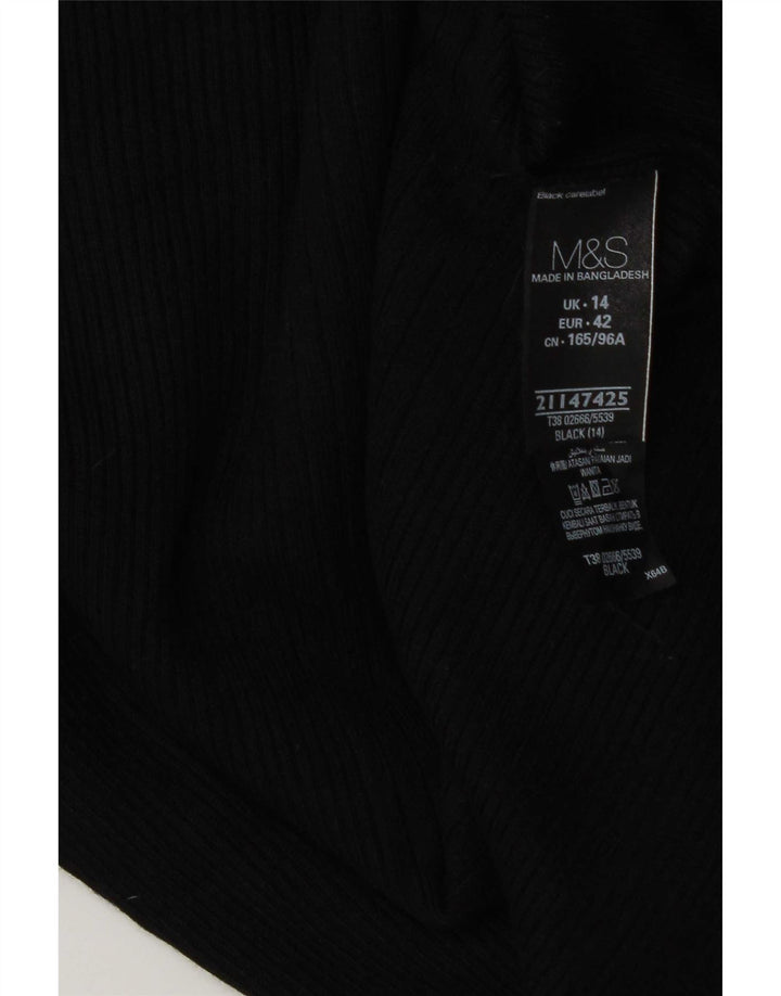 Marks & Spencer Top pentru femei cu mânecă lungă UK 14 Medium Black Viscose