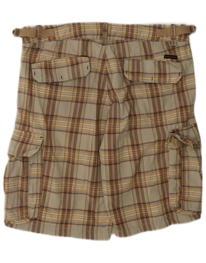 Pantaloni scurți cargo Marlboro Classics pentru bărbați W31, bumbac cu carouri, bej mediu