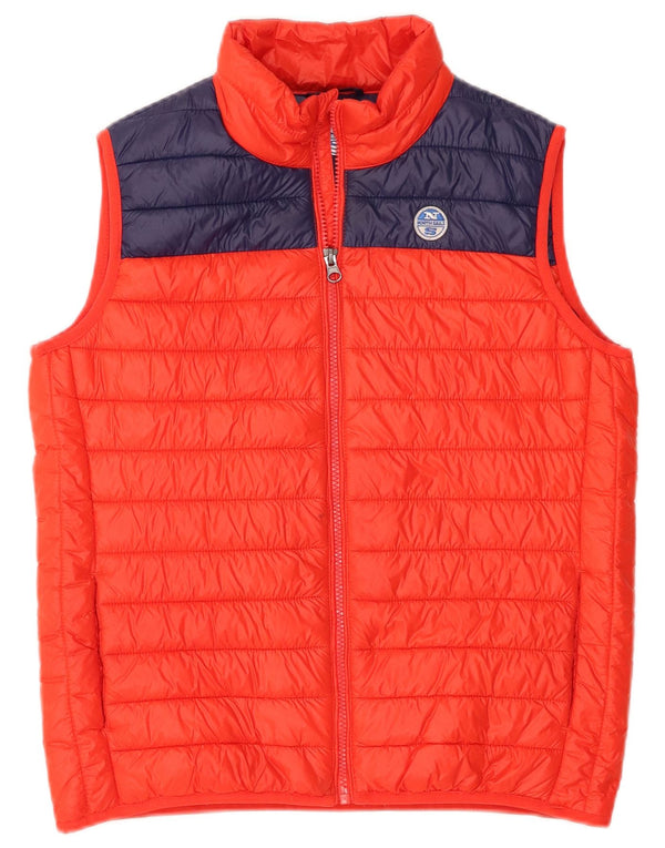 North Sails Girls Padded Gilet 13-14 Years Orange Colourblock Polyamide