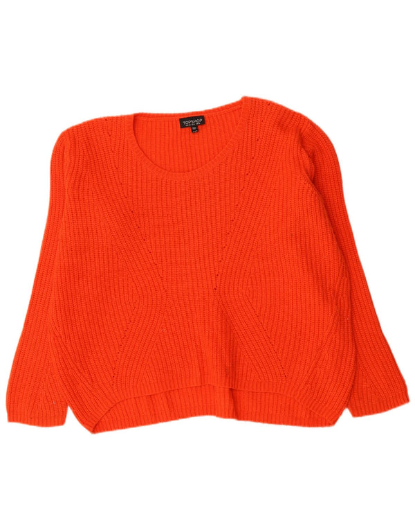 Topshop Pulover supradimensionat pentru femei cu gât de barcă UK 10 Small Red Acrylic