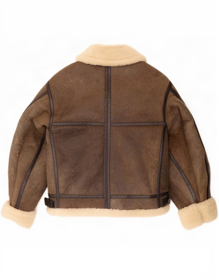 Jachetă din shearling pentru bărbați Wallace Sacks UK 40, mare, gri din piele