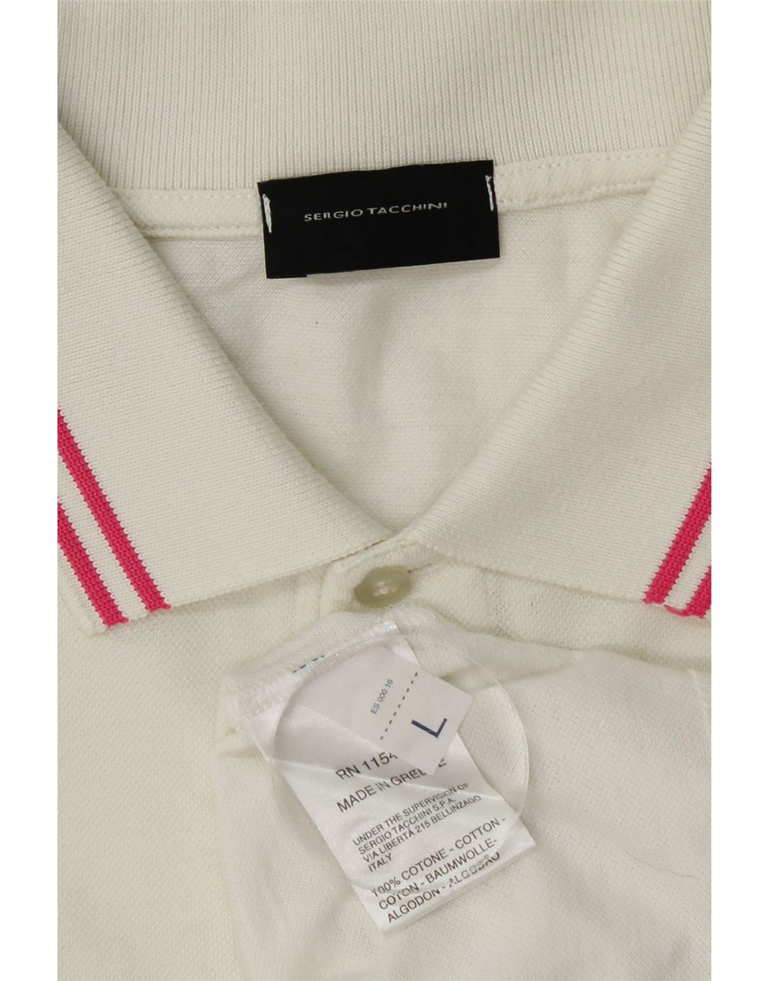 SERGIO TACCHINI Tricou polo cu mânecă lungă pentru bărbați, mare din bumbac alb